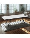 Tavolo allungabile Merkur con gambe in metallo sagomate e piano colore bianco frassino 190x103x76H