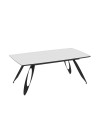 Tavolo allungabile Merkur con gambe in metallo sagomate e piano colore bianco frassino 190x103x76H