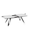 Tavolo allungabile Merkur con gambe in metallo sagomate e piano colore bianco frassino 190x103x76H