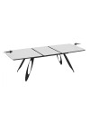 Tavolo allungabile Merkur con gambe in metallo sagomate e piano colore bianco frassino 190x103x76H