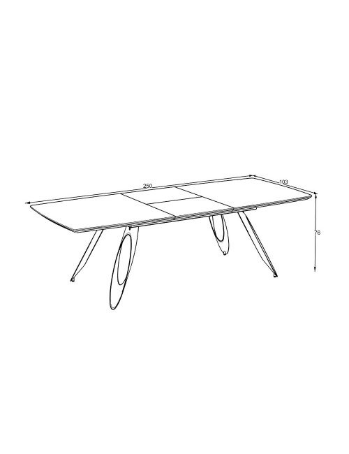 Tavolo allungabile Merkur con gambe in metallo sagomate e piano colore nero 190x103x76H