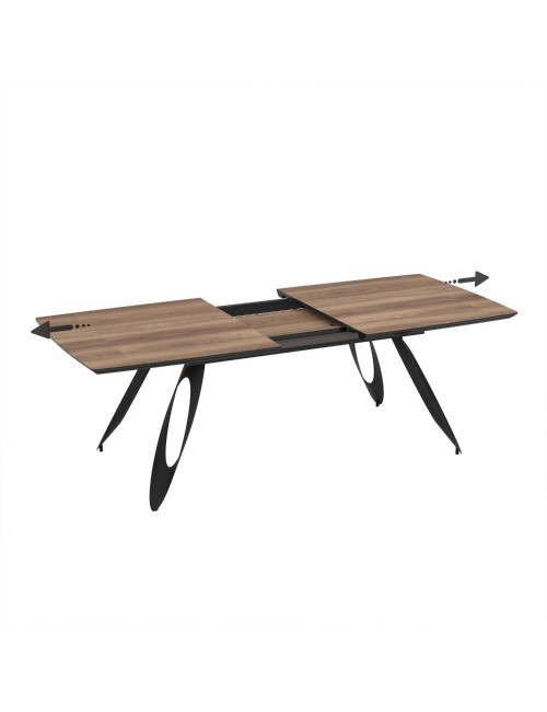 Tavolo allungabile Merkur con gambe in metallo sagomate e piano colore rovere hazar frassino 190x103x76H