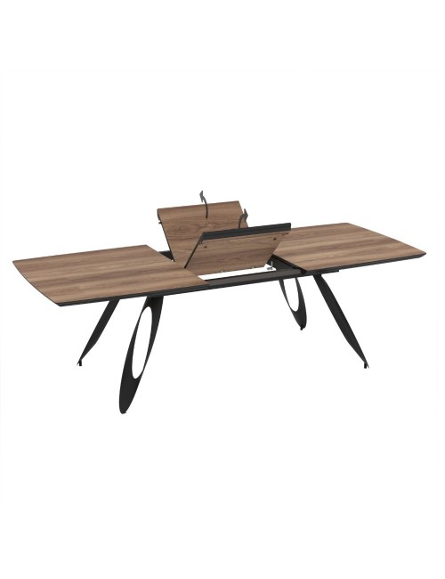 Tavolo allungabile Merkur con gambe in metallo sagomate e piano colore rovere hazar frassino 190x103x76H