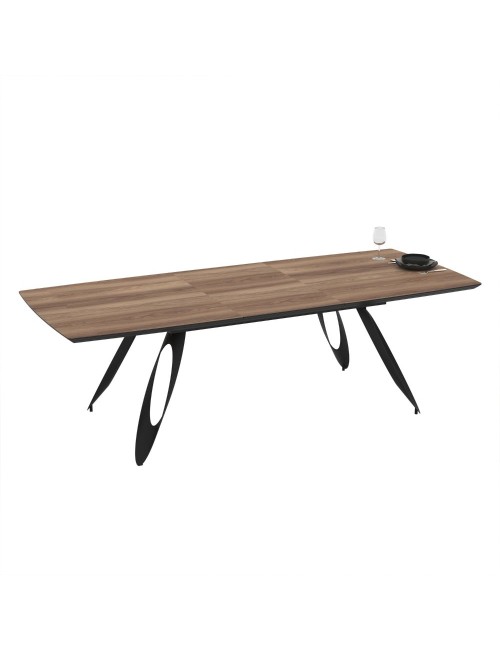 Tavolo allungabile Merkur con gambe in metallo sagomate e piano colore rovere hazar frassino 190x103x76H