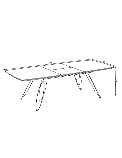 Tavolo allungabile Merkur con gambe in metallo sagomate e piano colore rovere hazar frassino 190x103x76H