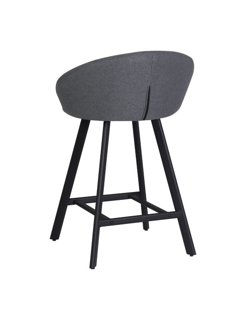 Sgabello Saki con seduta imbottita in tessuto grigio e gambe nere – Comfort compatto per ambienti moderni