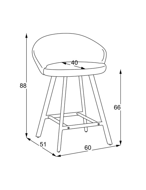 Sgabello Saki con seduta imbottita in tessuto grigio e gambe nere – Comfort compatto per ambienti moderni