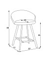 Sgabello Saki con seduta imbottita in tessuto grigio e gambe nere – Comfort compatto per ambienti moderni