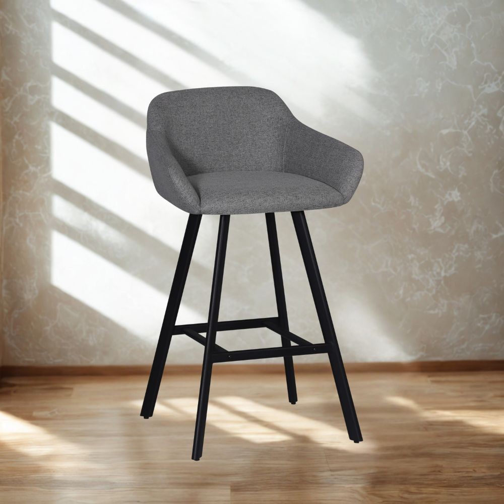 Sgabello Mey grigio cenere con seduta imbottita e gambe in metallo nero – Eleganza e comfort per la zona snack