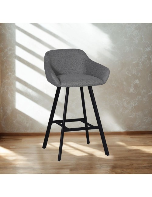 Sgabello Mey grigio cenere con seduta imbottita e gambe in metallo nero – Eleganza e comfort per la zona snack