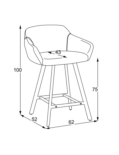 Sgabello Mey grigio cenere con seduta imbottita e gambe in metallo nero – Eleganza e comfort per la zona snack