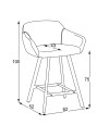 Sgabello Mey grigio cenere con seduta imbottita e gambe in metallo nero – Eleganza e comfort per la zona snack