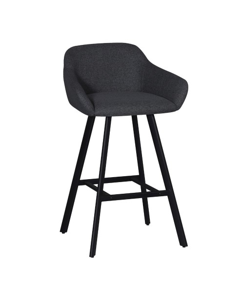 Sgabello Mey grigio scuro con seduta imbottita e gambe in metallo nero – Eleganza e comfort per la zona snack
