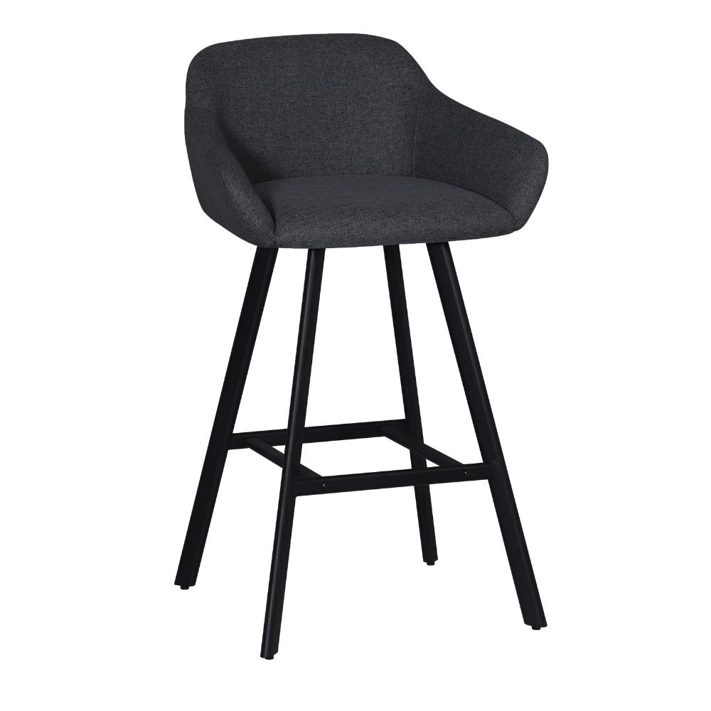 Sgabello Mey grigio scuro con seduta imbottita e gambe in metallo nero – Eleganza e comfort per la zona snack