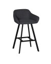 Sgabello Mey grigio scuro con seduta imbottita e gambe in metallo nero – Eleganza e comfort per la zona snack