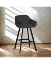 Sgabello Mey grigio scuro con seduta imbottita e gambe in metallo nero – Eleganza e comfort per la zona snack
