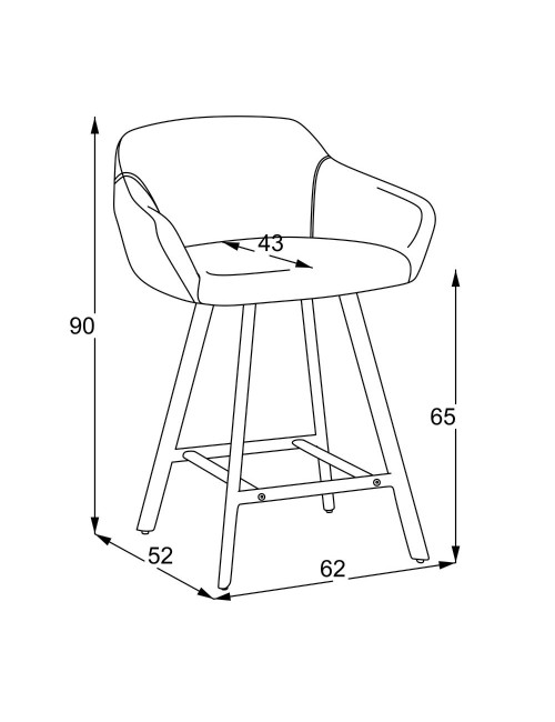 Sgabello Mey grigio scuro con seduta imbottita e gambe in metallo nero – Eleganza e comfort per la zona snack