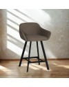 Sgabello Mey tortora con seduta imbottita e gambe in metallo nero – Eleganza e comfort per la zona snack