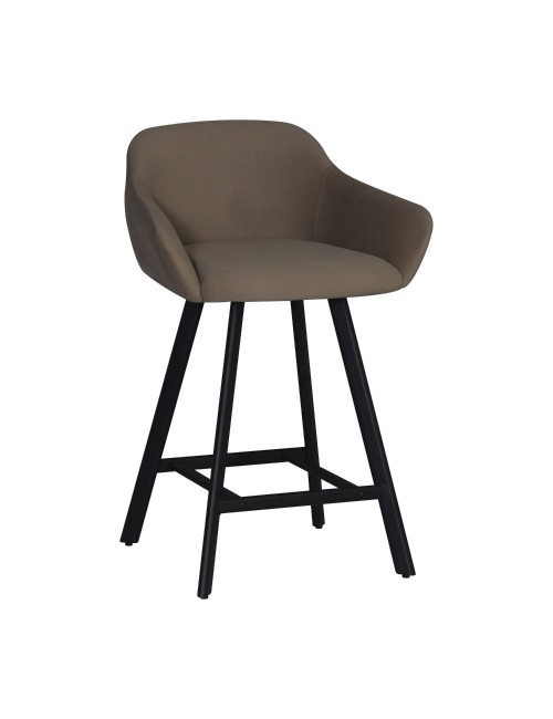 Sgabello Mey tortora con seduta imbottita e gambe in metallo nero – Eleganza e comfort per la zona snack
