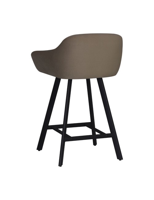 Sgabello Mey tortora con seduta imbottita e gambe in metallo nero – Eleganza e comfort per la zona snack