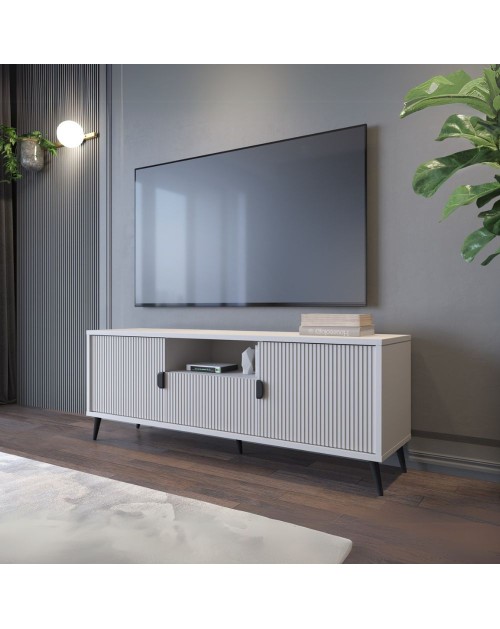 Mobile porta TV Lotus 2 ante con frontali cannettati colore cashmere opaco 153,4x39,6x60,7H