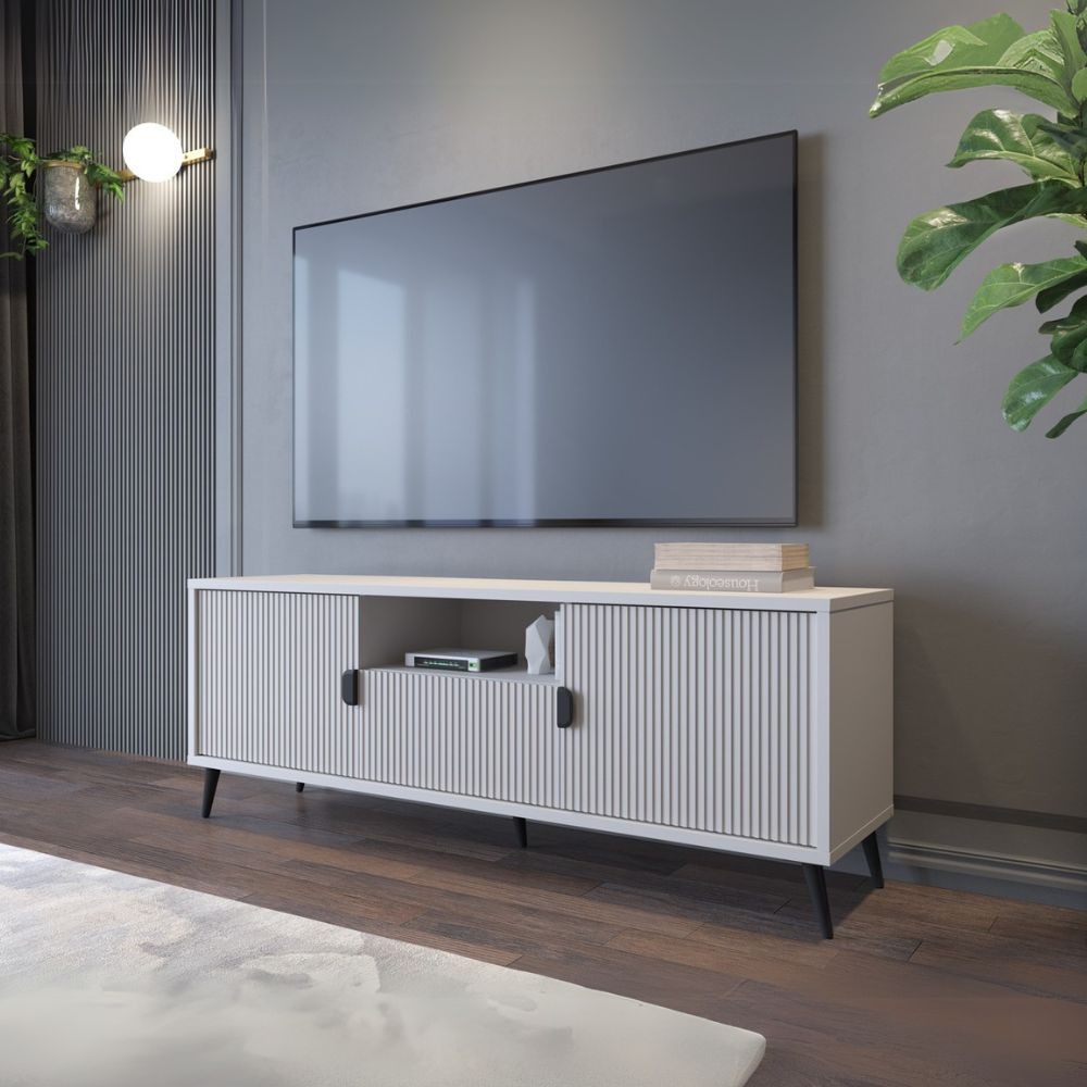 Mobile porta TV Lotus 2 ante con frontali cannettati colore cashmere opaco 153,4x39,6x60,7H