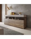 Madia Itaca 3 ante in noce eastwood e cashmere con dettagli in vetro 180x41.2x80H – Ordine ed Eleganza