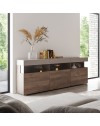 Madia Itaca 3 ante in noce eastwood e cashmere con dettagli in vetro 180x41.2x80H – Ordine ed Eleganza