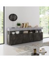 Madia Itaca 3 ante ossido e cemento con dettagli in vetro 180x41.2x80H – Ordine ed Eleganza
