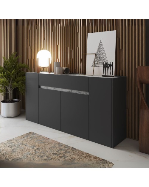 Madia Nordik 4 ante e 1 cassetto in antracite e bianco 170x39.6x85H – Stile e funzionalità