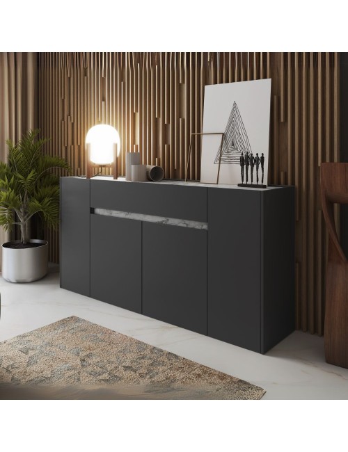 Madia Nordik 4 ante e 1 cassetto in antracite e bianco 170x39.6x85H – Stile e funzionalità