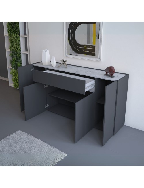 Madia Nordik 4 ante e 1 cassetto in antracite e bianco 170x39.6x85H – Stile e funzionalità