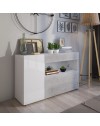 Madia Astra cemento e bianco con 2 ante cassetto e vano a giorno 130x41.2x82H