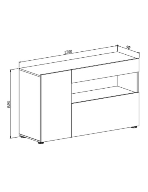 Madia Astra cemento e bianco con 2 ante cassetto e vano a giorno 130x41.2x82H