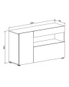 Madia Astra cemento e bianco con 2 ante cassetto e vano a giorno 130x41.2x82H