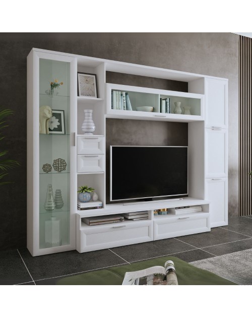Parete attrezzata colore bianco Foresta 270x50x213H