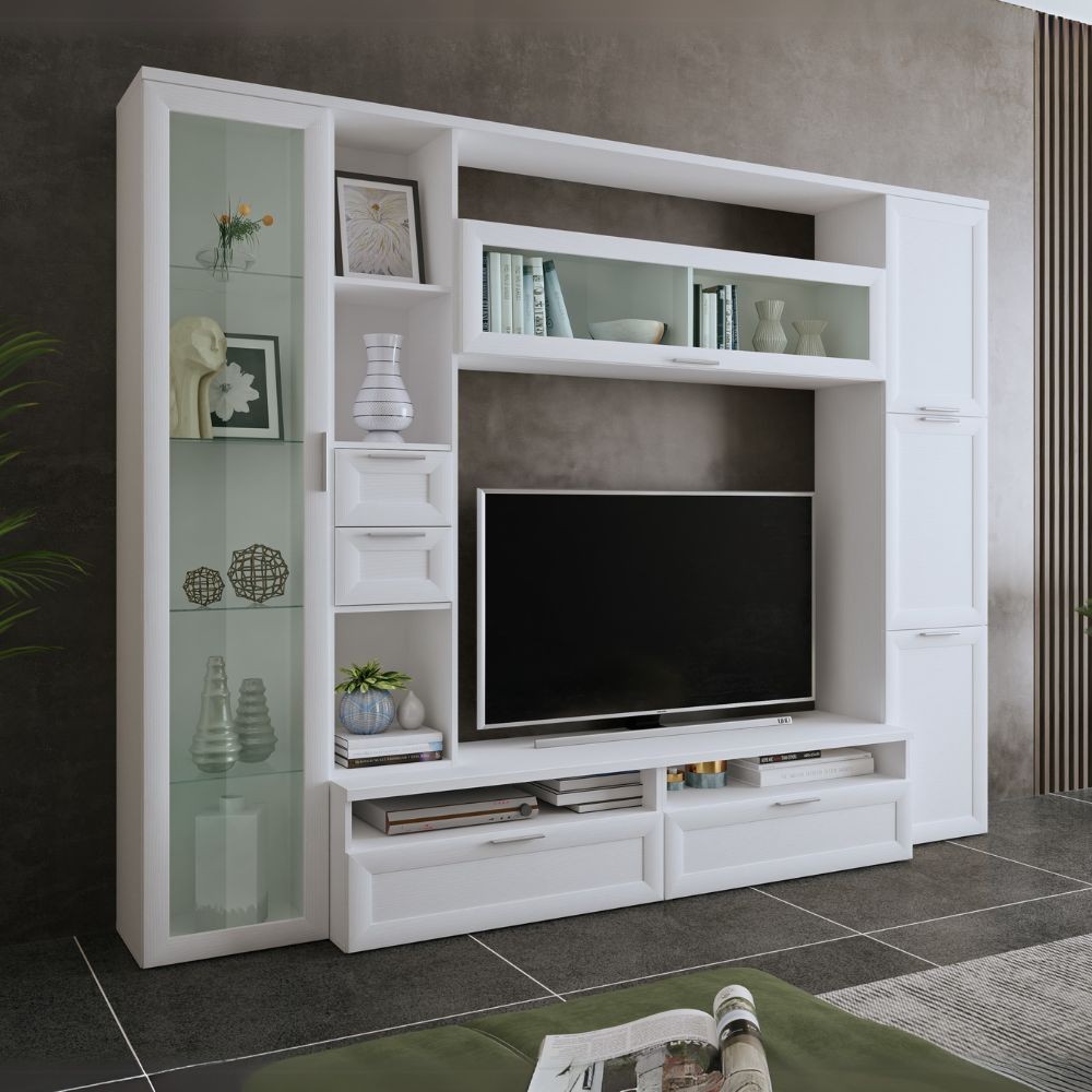 Parete attrezzata colore bianco Foresta 270x50x213H
