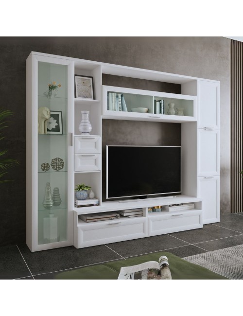 Parete attrezzata colore bianco Foresta 270x50x213H
