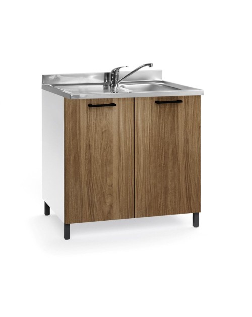 Sottolavello 2 ante 80x50x85H con lavello incluso colore noce naturale