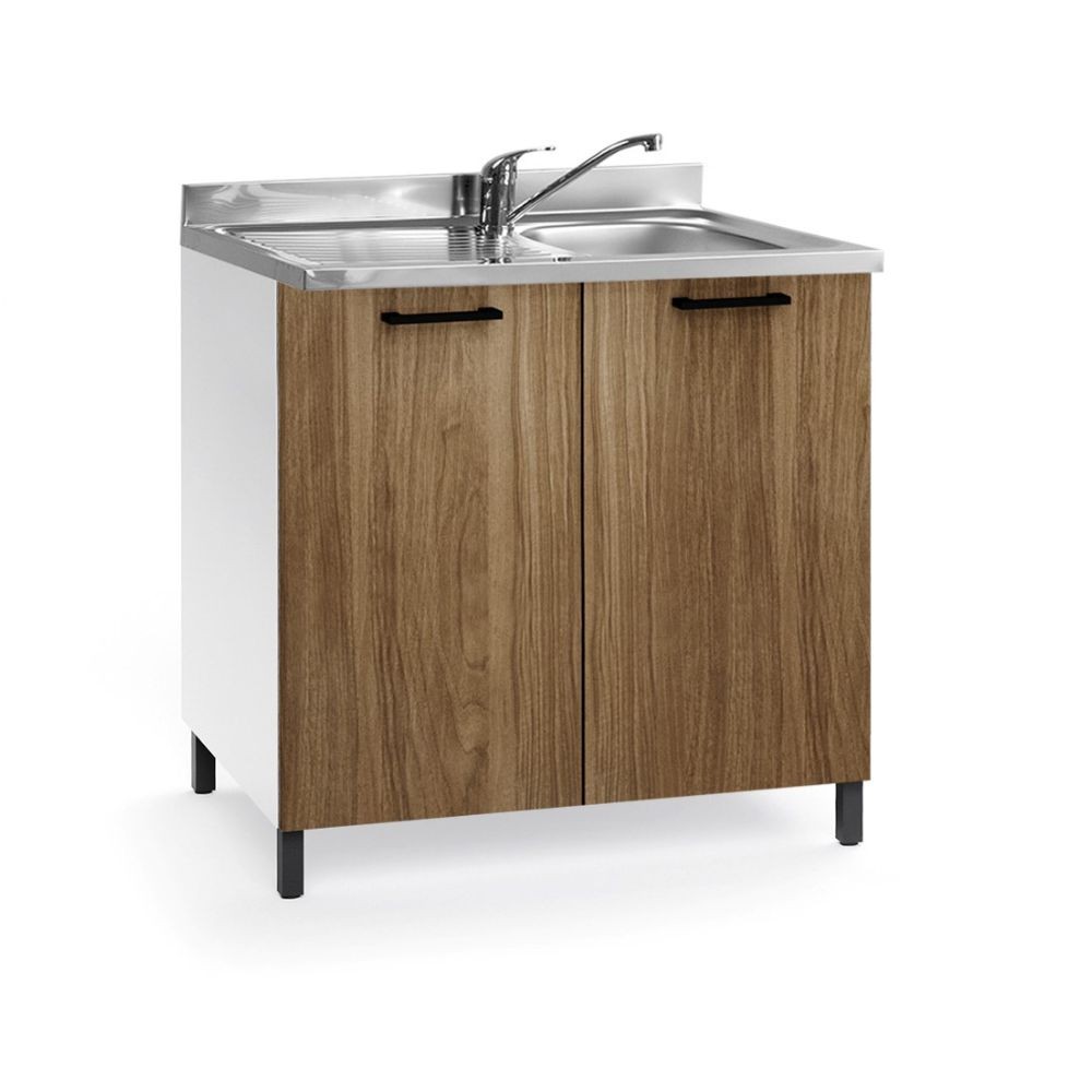 Sottolavello 2 ante 80x50x85H con lavello incluso colore noce naturale