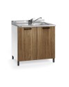 Sottolavello 2 ante 80x50x85H con lavello incluso colore noce naturale