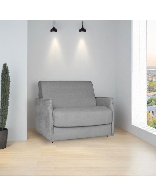 Poltrona letto Piri grigio con rete elettrosaldata e materasso – Il comfort che si apre al bisogno