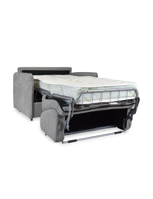 Poltrona letto Piri grigio con rete elettrosaldata e materasso – Il comfort che si apre al bisogno