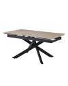 Tavolo allungabile Trivia con piano in ceramica effetto marmo Travertino e gambe in metallo nero 160x90x75.5H