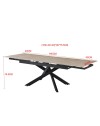 Tavolo allungabile Trivia con piano in ceramica effetto marmo Travertino e gambe in metallo nero 160x90x75.5H