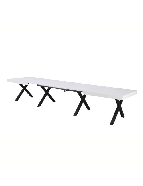 Tavolo allungabile Dava con piano bianco opaco e gambe in metallo nero 200x100x74H