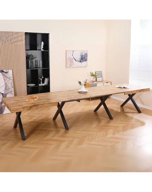 Tavolo allungabile Dava con piano rovere e gambe in metallo nero 200x100x74H