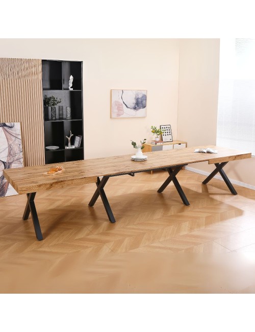 Tavolo allungabile Dava con piano rovere e gambe in metallo nero 200x100x74H