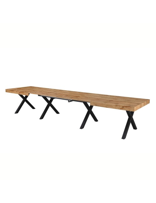 Tavolo allungabile Dava con piano rovere e gambe in metallo nero 200x100x74H