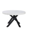 Tavolo rotondo allungabile Raven con piano bianco opaco e gambe shangai nero 120x120x75H